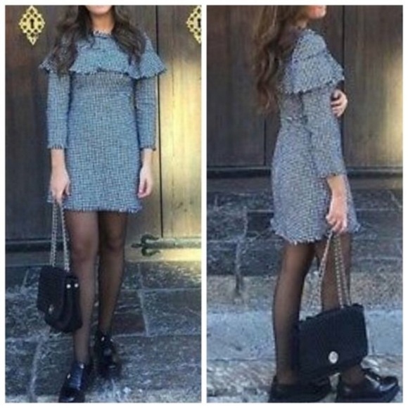 ZARA Woman Houndstooth Flannel Mini Dress - Picture 3 of 10
